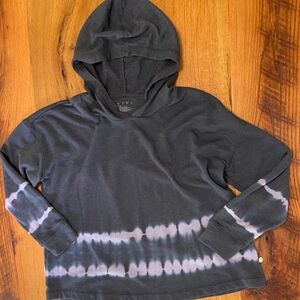 Lane Bryant Livi Dark Gray Long Sleeve Hoodie with Purple Tie Dye, Size 14/16